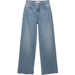 Pull&Bear High Rise Wide Leg Jean - Washed Blue