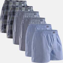 Danish Endurance Men's Woven Comfort Fit Boxer Shorts 6-pack - Mix Blue/Striped