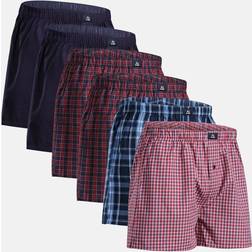 Danish Endurance Woven Boxer Shorts 6-pack - Blue/Red