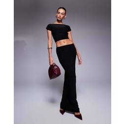 Kaiia Slinky Column Maxi Skirt Co-Ord - Black