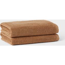 Threshold 2pk Quick Dry Ribbed Set Light Brown Bath Towel Brown (137.2x76.2cm)
