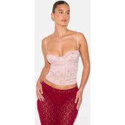 PrettyLittleThing Mushroom Lace Spaghetti Strap Long Corset