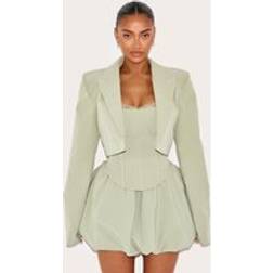 PrettyLittleThing Shape Sage Tailored Cropped Blazer - Sage