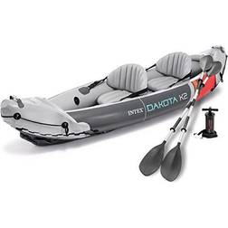 Intex Dakota K2 2 Person Vinyl Inflatable Outdoor Water Kayak Sport Set