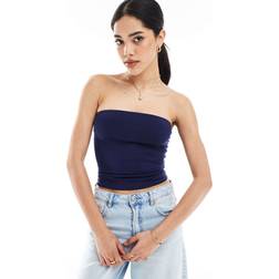 Bershka Bandeau-Top I Polyamid - Marineblå