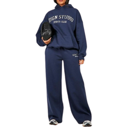 boohoo Womens Studio Applique Straight Leg Sweatpant - Navy