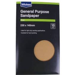 Wickes Fine General Purpose Sandpaper Pack of 10 230 x 140mm