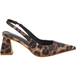 Shein Leopard Print Pointed Toe Block Heel Ankle Strap Sandals