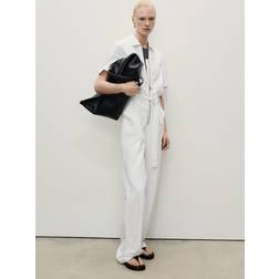 Mango Denim Jumpsuit Belt - White