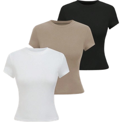 Shein Women's Summer Solid Color Crew Neck Short Sleeve Casual T-Shirt