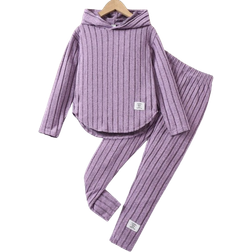 Shein Slogan Patched Drop Shoulder Hooded Tee & Leggings