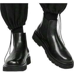 Shein Mens Chelsea Leather Ankle Boots High Top Boots Black Versatile Breathable Cargo Boots Trendy Outdoor NonSlip Motorcycle Boots