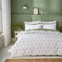 Dunelm Floral Cotton and Pillowcase Set Duvet Cover Green, White (260x220cm)