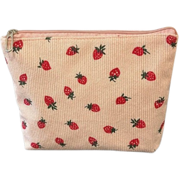 Shein Strawberry-Shaped Corduroy & Canvas Women's Clutch Bag For Makeup, Phone, Coin, Pen Storage, For Middle School & College Students