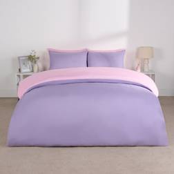 Brentfords Microfibre Reversible Set, Lilac/Pink - Double - Duvet Cover Pink, Purple (200x200cm)