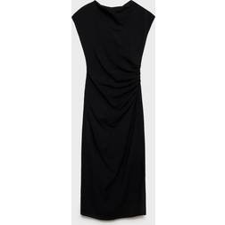 Mango Draped Straight Dress - Black