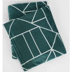 OHS Ultra Soft Geometric Print Throw - Teal - Blankets Green, Blue (150x120cm)
