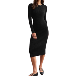 New Look Midikjole Med Rund Hals - Black