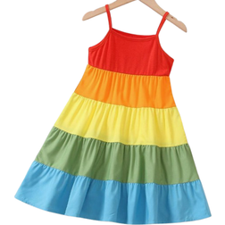 Shein Young Girl Colorblock Ruffle Hem Cami Dress For Summer