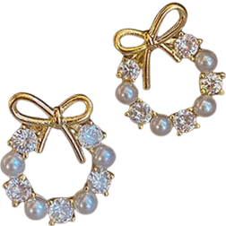 Shein pair French Style Elegant Fashionable Imitate Faux Pearl Womens Ear Studs Versatile And Delicate For Daily Wear