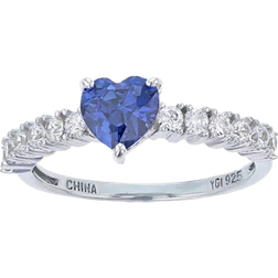 Macy's Red, Green, Purple, or White Heart Cubic Zirconia Ring in Rhodium Plated Sterling Silver Purple
