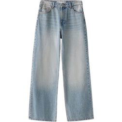 Bershka Blå ljustvättade och baggy jeans med hög midja och vida ben