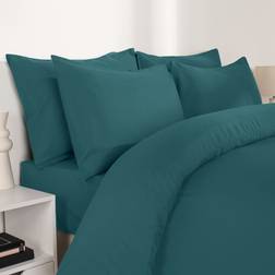 Brentfords 2 Pack Plain Dyed Housewife Pillowcases Pair Set Teal Pillow Case Blue (75x50cm)