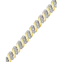 Macy's Diamond 1/4 ct. t.w. Zig Zag Bracelet in 14k Gold-Plated Sterling Silver Yellow Gold