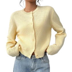 Shein Lässige Einfarbige Damen Cardigan Pullover - Einfarbig