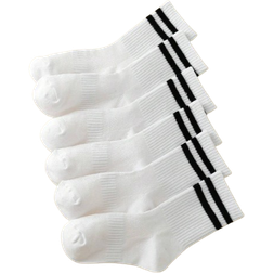 Shein 6pairs Children's Sport High Socks With Black/White Stripes, And Summer