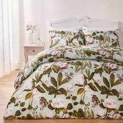 OHS Floral Print Reversible And Pillowcase Bedding Set King Duvet Cover Blue, Green (230x220cm)