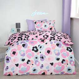 OHS Leopard Reversible Set Duvet Cover White, Pink (200x135cm)