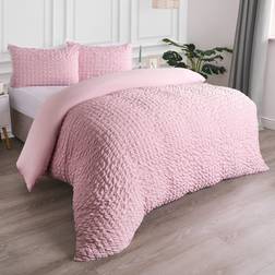 OHS Geometric Seersucker Set - Superking - Duvet Cover Pink (260x230cm)