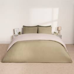 Brentfords Reversible Set Natural Sage King Duvet Cover Green, Natural (230x220cm)