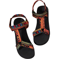 Shein New European And American Fashion Ladies ThickSoled Sandals With Magic Tape Printed Fish Mouth Open Toes And Beach Sandals Multicolor EUR36,EUR37,EUR38,EUR39,EUR40,EUR41,EUR42,EUR43