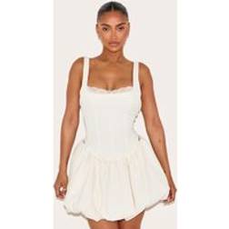 PrettyLittleThing Shape Cream Lace Trim Corset Top - White