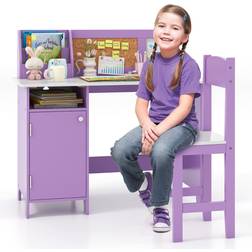 Casart Kids Table and Chair Set with Hutch Purple