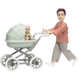 Lundby Dolls for Doll House Man with Baby & Trolley 60808300