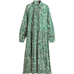 H&M Viscose Shirt Dress - Cream/Green Patterned