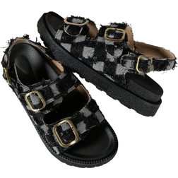 Shein Women Fashionable Wedge Heel Thick Sole Slides With Metal Buckle Decoration And Chunky Platform Sandals