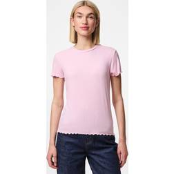 Pieces Lettuce Edge T-Shirt - Roseate Pink