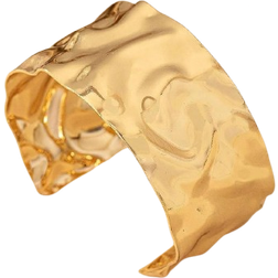 Shein 1pc Liquid Metal Silver Wavy Wide Cuff Bracelet