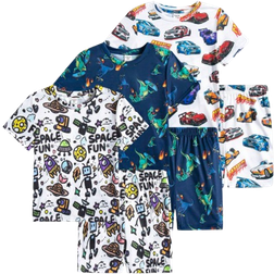 Shein 6pcs/Set Young Boys' Leisure Round Neck Printed Short Sleeve T-Shirt, Shorts And Homewear Outfit
