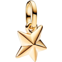 Pandora Faceted Star Mini Dangle Charm Enamel 14k gold plating Black