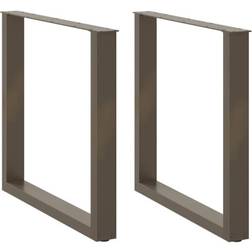 vidaXL Matbordsben U-formad 2 st Naturstål 90x(72-73) cm Stål Bordsben