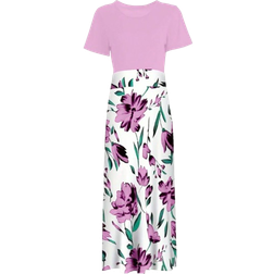 Shein Floral Print Round Neck Short Sleeve Dress - Summer