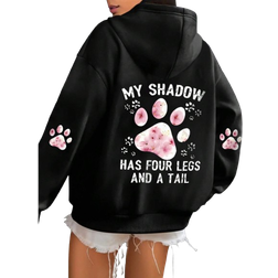 Shein Womens Animal Paw Print Hooded Sweatshirt Casual Long Sleeve Hoodie Pullover For Fall And Winter