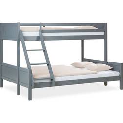 Homestyle4u Familjesäng 90x200 + 140x200 Grå Med Madrasser Våningssäng