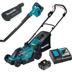 Makita DLM330RT 18V LXT Cordless Lawn 33cm + Blower Vacuum 1 x 5ah Battery Powered Mower