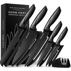 Home Hero Ultra-Sharp Stainless Steel Kitchen 5 pcs Black with Sheath Knife Set